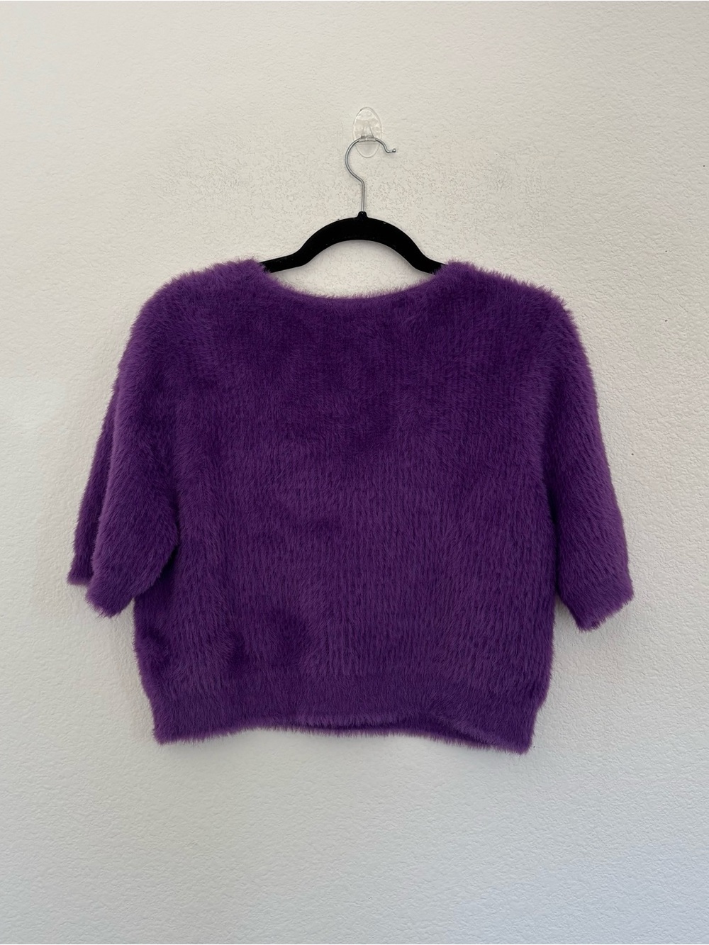 Anthropologie Oval Square Young Knit Pansy Purple Crop Sweater - Picture 5 of 7